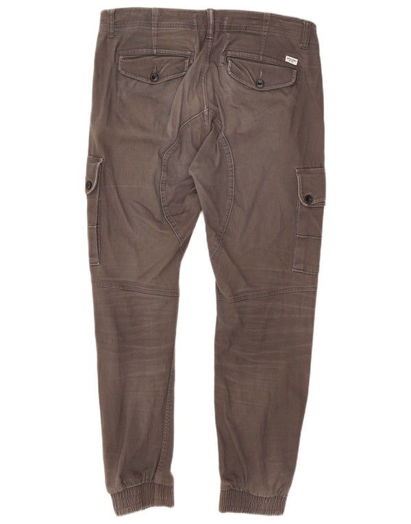 Jack & Jones Mens Tapered Joggers Cargo Trousers W33 L27 Grey Cotton