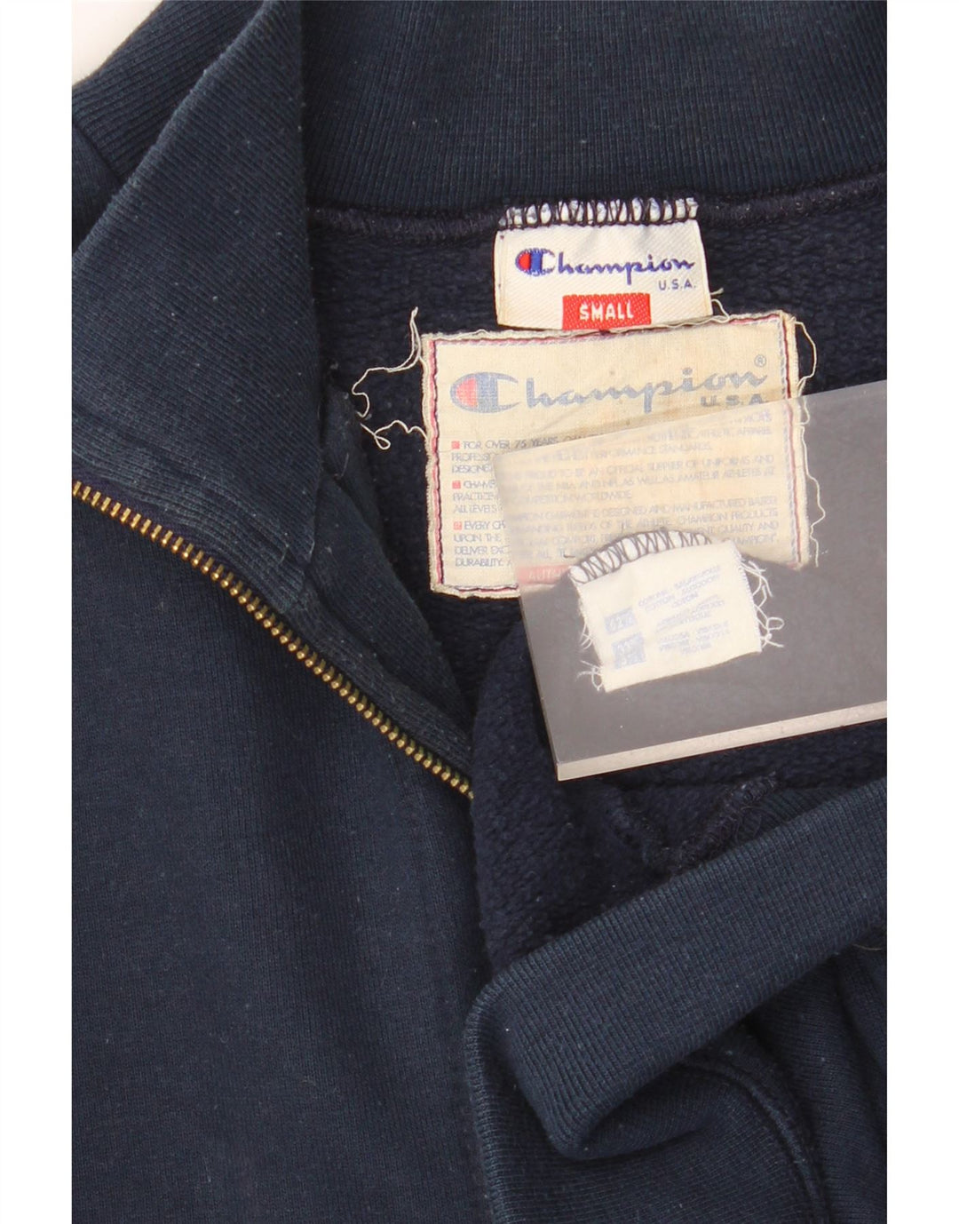 CHAMPION Womens Oversized Zip Neck Sweatshirt Jumper UK 10 Small Navy Blue