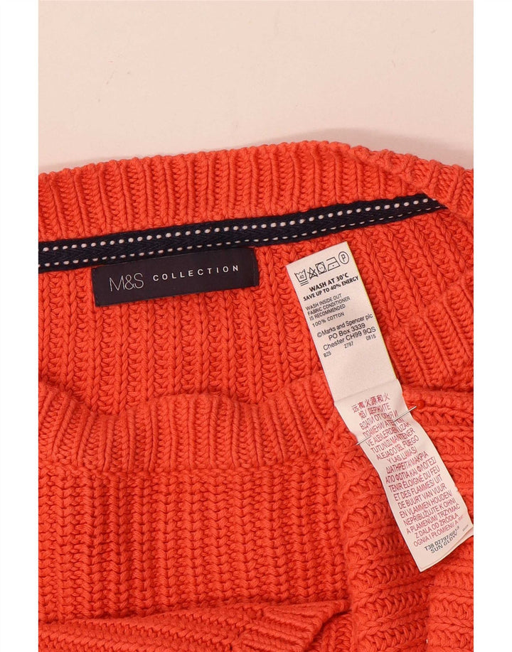 Marks & Spencer Womens Boat Neck Jumper Sweater UK 12 Medium Orange Cotton