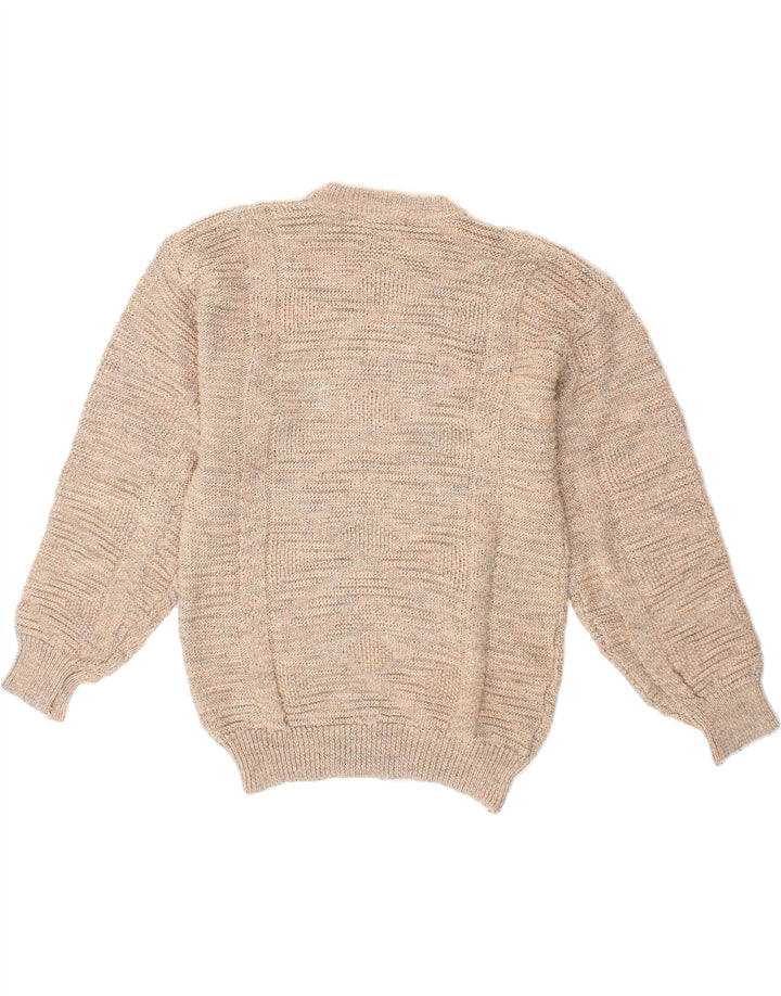 VINTAGE Womens Crew Neck Jumper Sweater UK 14 Medium Beige Vintage Vintage and Second-Hand Vintage from Messina Hembry 