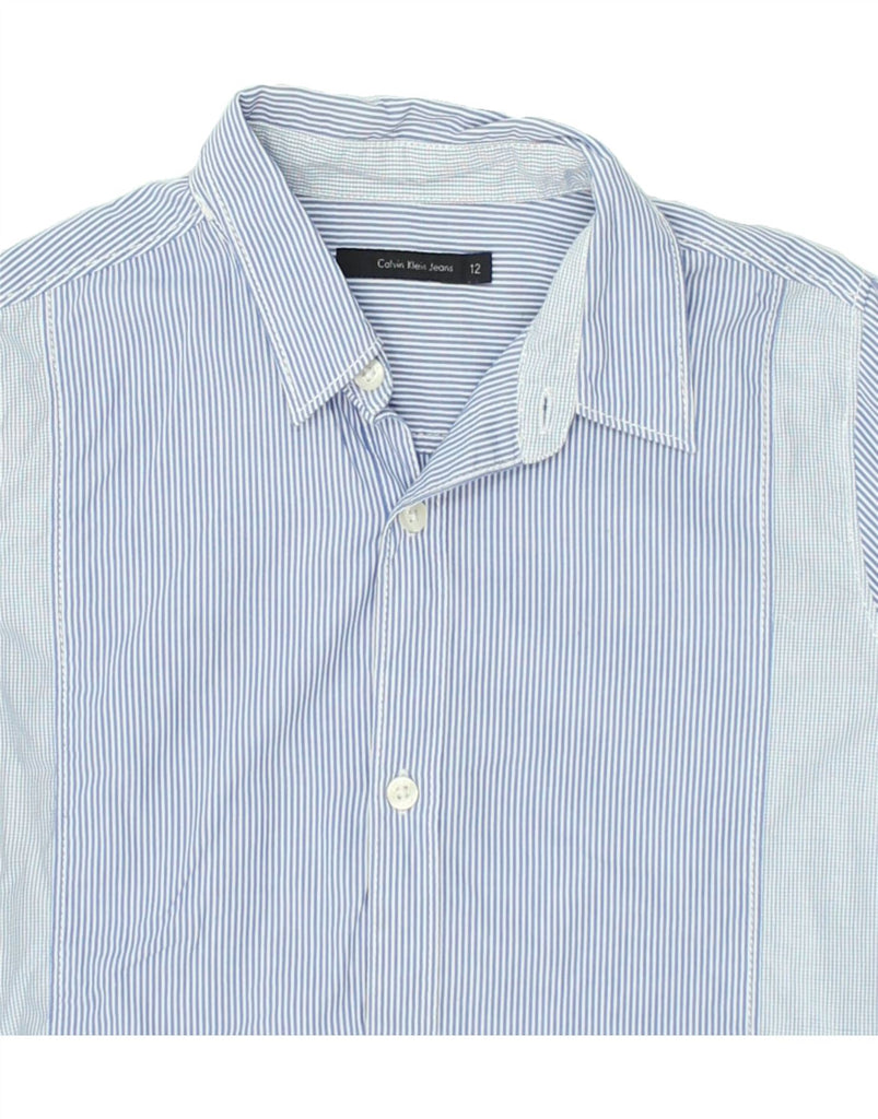 CALVIN KLEIN Boys Shirt 11-12 Years Blue Pinstripe Cotton | Vintage Calvin Klein | Thrift | Second-Hand Calvin Klein | Used Clothing | Messina Hembry 