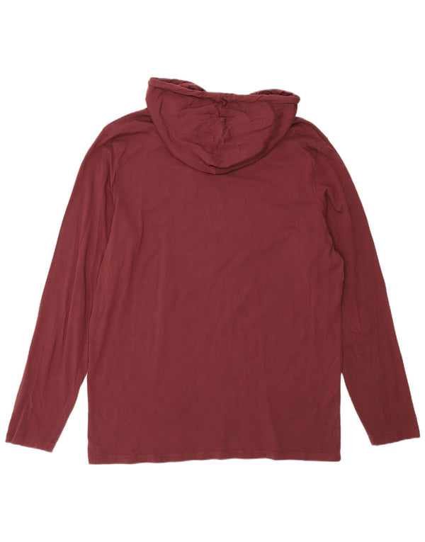 Jack & Jones Mens Hooded Graphic Top Long Sleeve 2XL Burgundy