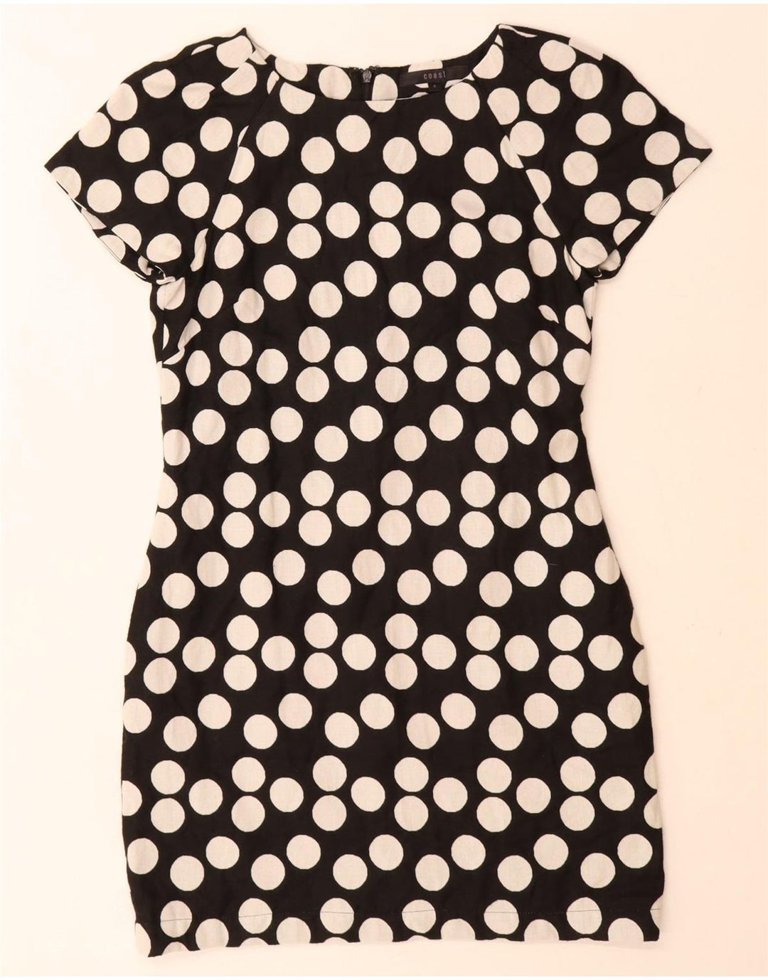 Coast Womens Sheath Dress UK 8 Small Black Polka Dot Cotton