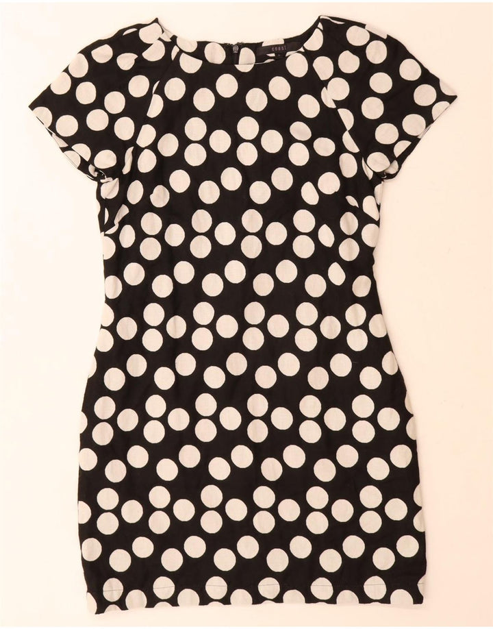 Coast Womens Sheath Dress UK 8 Small Black Polka Dot Cotton