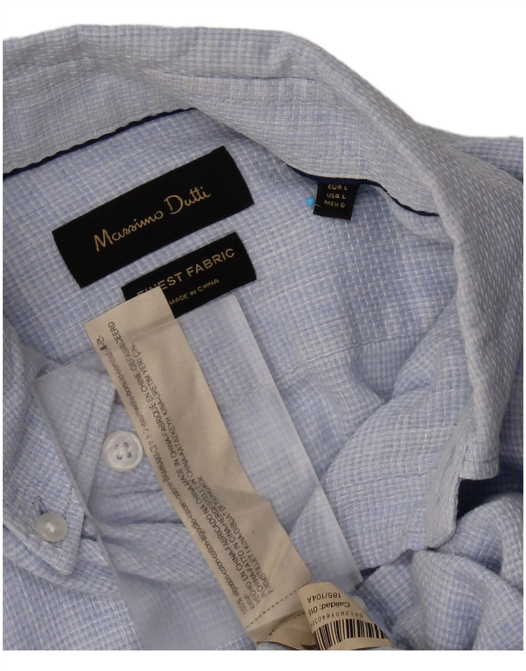 Massimo Dutti Mens Shirt Large Blue Cotton