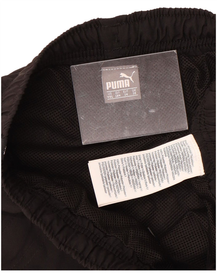 PUMA Boys Graphic Tracksuit Trousers Joggers 13-14 Years Black Polyester