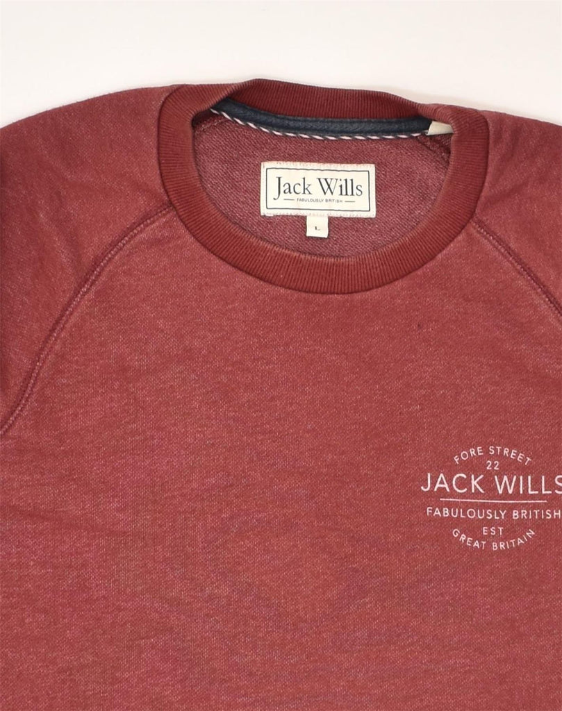 JACK WILLS Mens Sweatshirt Jumper Large Maroon Cotton | Vintage Jack Wills | Thrift | Second-Hand Jack Wills | Used Clothing | Messina Hembry 