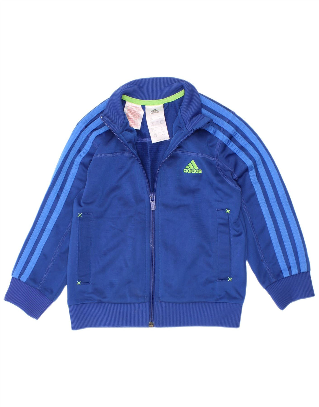 Adidas Boys Tracksuit Top Jacket 3-4 Years Navy Blue Polyester