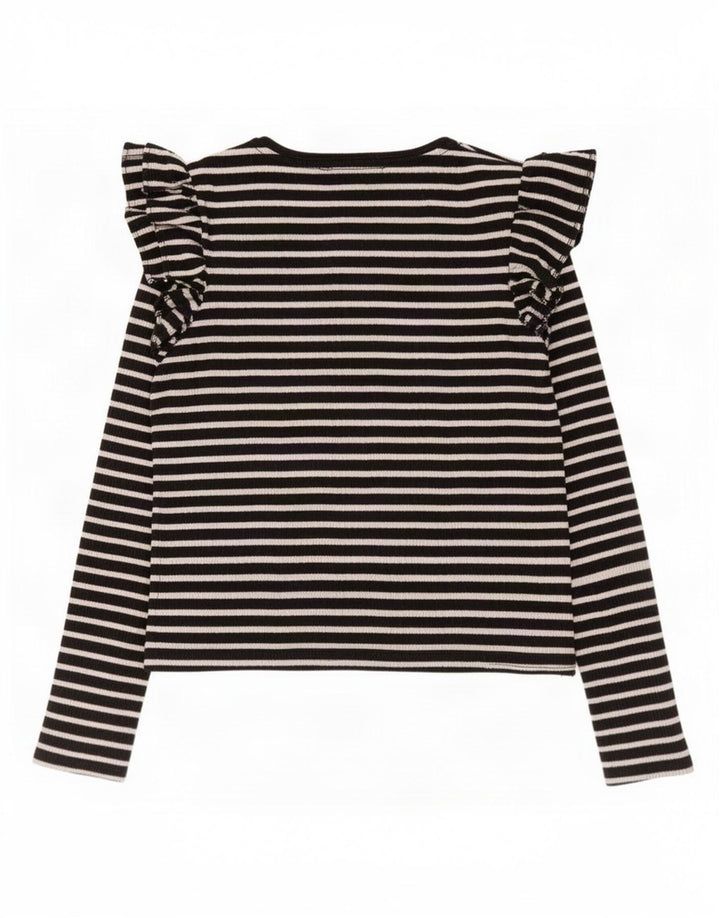 Zara Womens Top Long Sleeve UK 12 Medium Black Striped