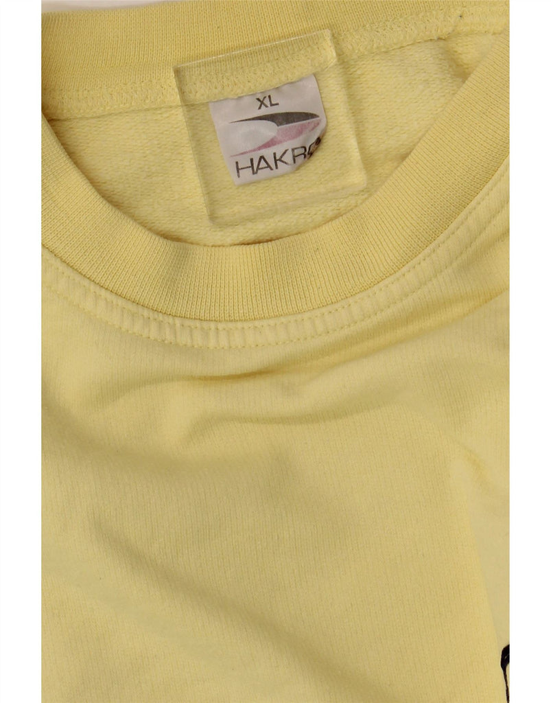 HAKRO Mens Graphic Sweatshirt Jumper XL Yellow Cotton Vintage Hakro and Second-Hand Hakro from Messina Hembry 
