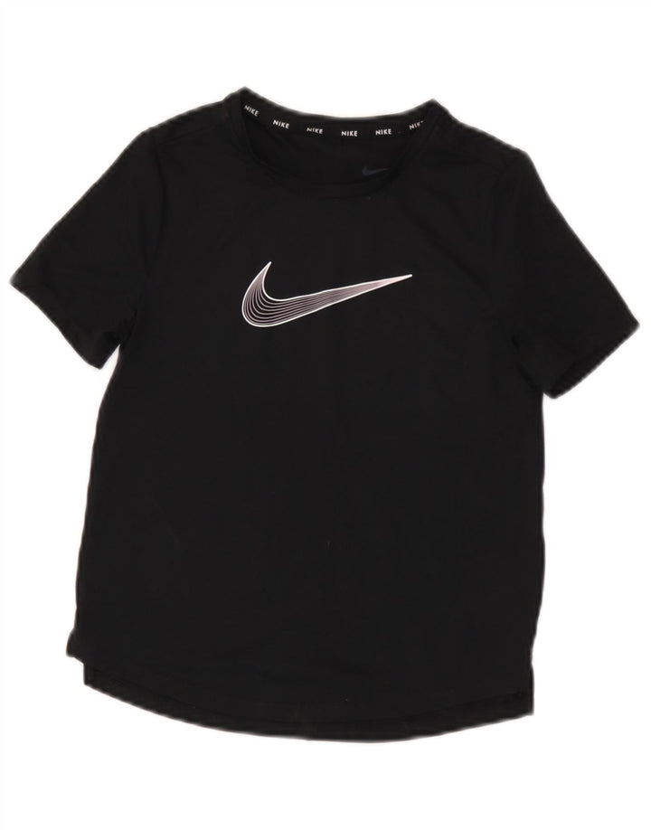 Nike Boys Dri Fit Graphic T-Shirt Top 8-9 Years Small Black Polyester