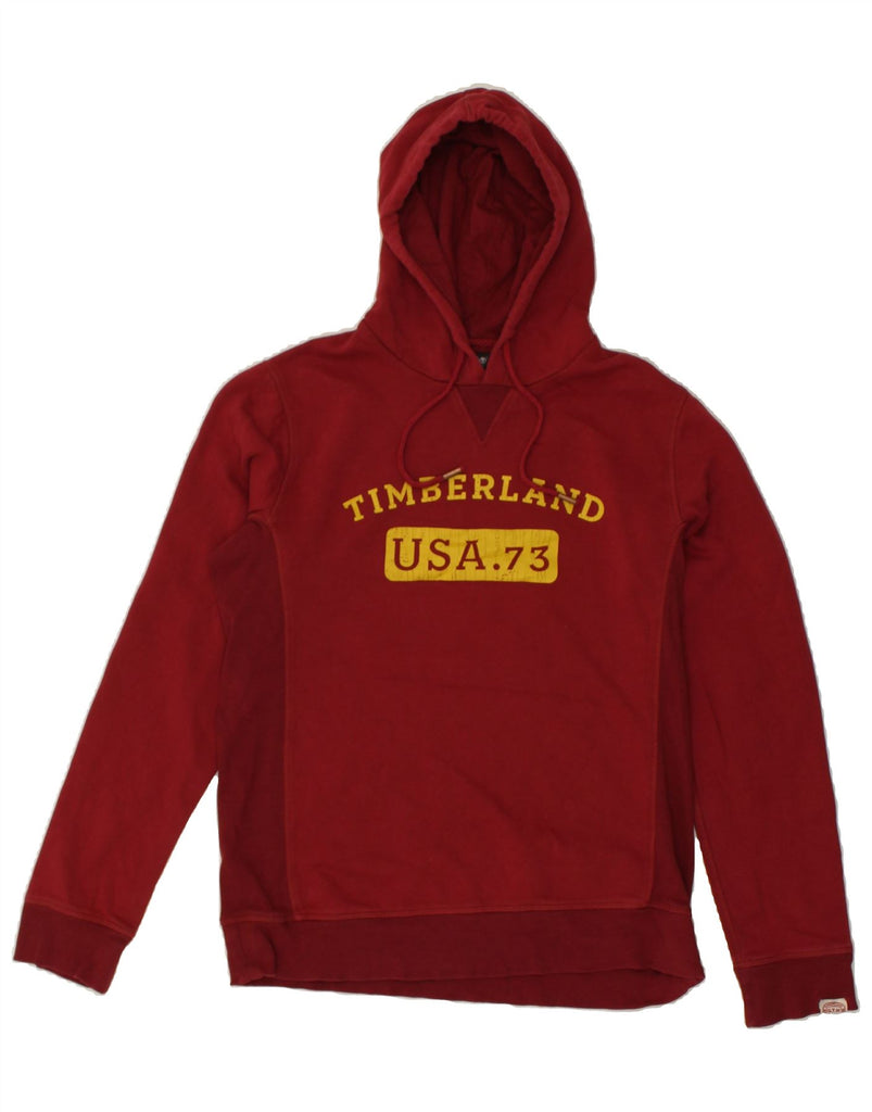 TIMBERLAND Mens Slim Fit Graphic Hoodie Jumper Large Red Cotton | Vintage Timberland | Thrift | Second-Hand Timberland | Used Clothing | Messina Hembry 