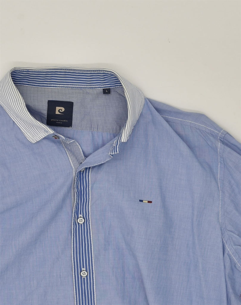 PIERRE CARDIN Mens Shirt Large Blue Cotton | Vintage Pierre Cardin | Thrift | Second-Hand Pierre Cardin | Used Clothing | Messina Hembry 