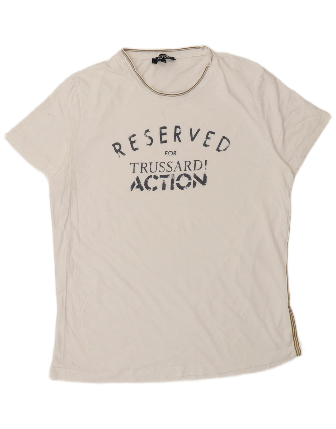 Trussardi Mens Graphic T-Shirt Top 2XL White Cotton