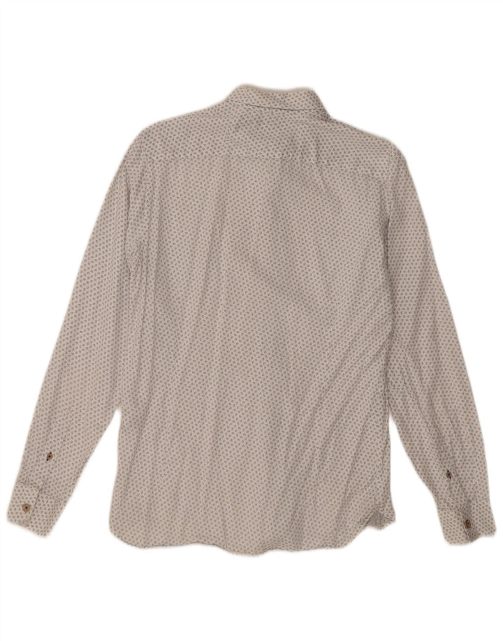 Ted Baker Mens Abstract Pattern Shirt Size 3 Medium Off White Cotton