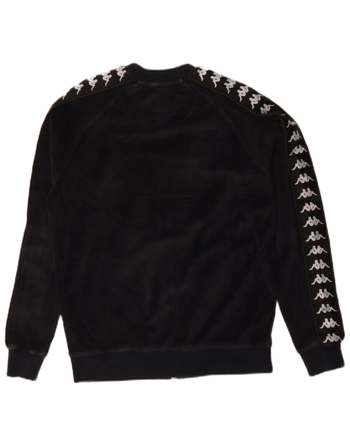 Kappa Womens Oversized Graphic Tracksuit Top Jacket UK 14 Medium Black