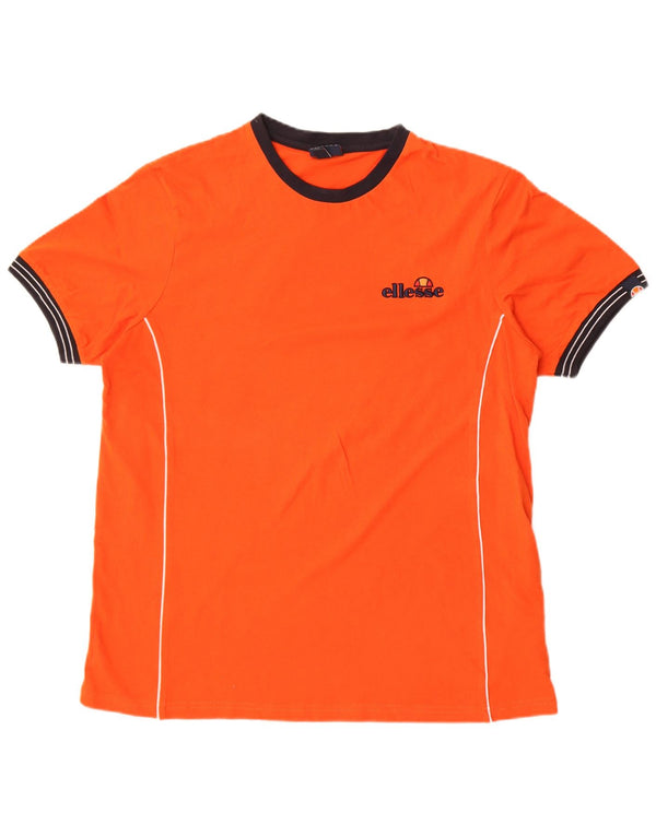 Ellesse Mens T-Shirt Top Large Orange Cotton