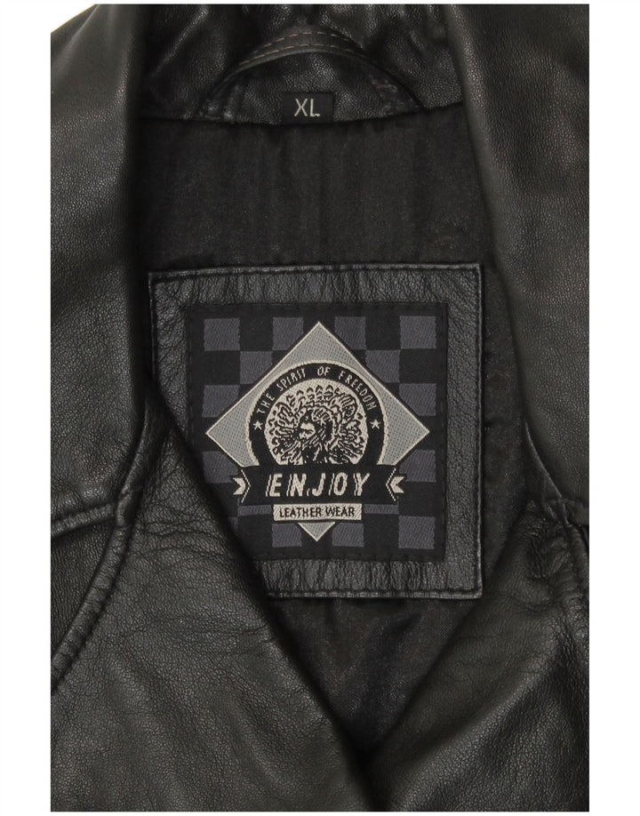 ENJOY Womens Leather Jacket UK 18 XL Black