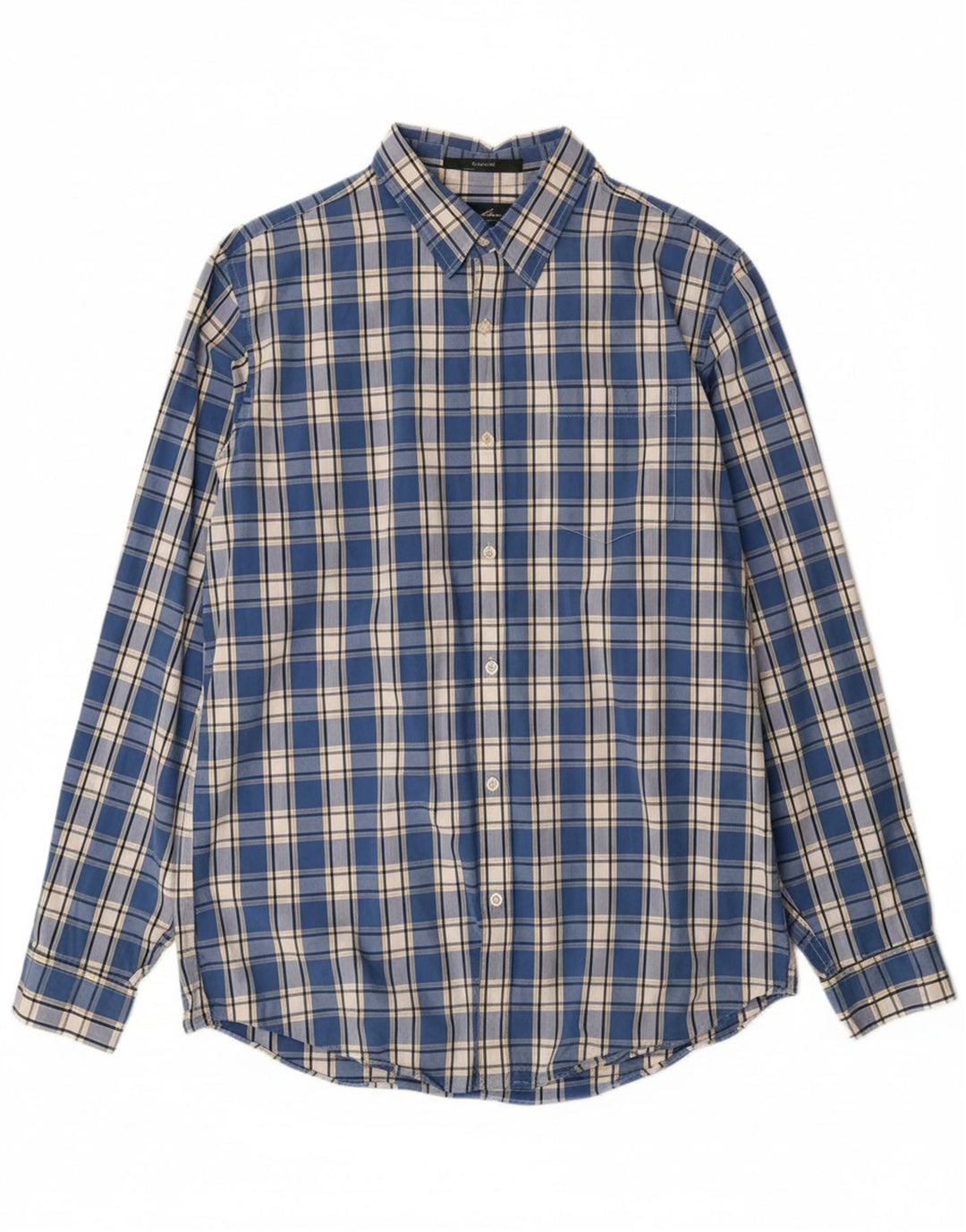 EDDIE BAUER Mens Seattle Classic Fit Shirt Large Blue Check Cotton