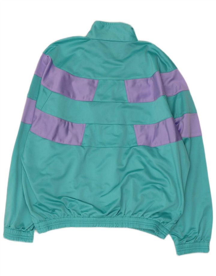 VINTAGE Womens Tracksuit Top Jacket UK 18 XL Turquoise Colourblock