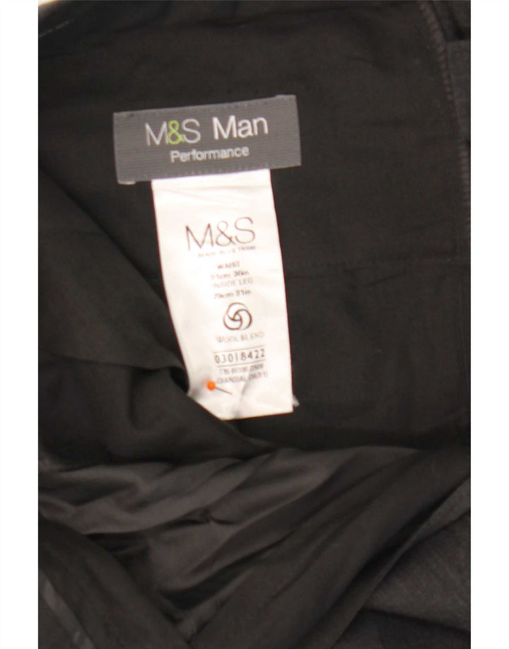 Marks & Spencer Mens Straight Suit Trousers W36 L31 Grey Polyester