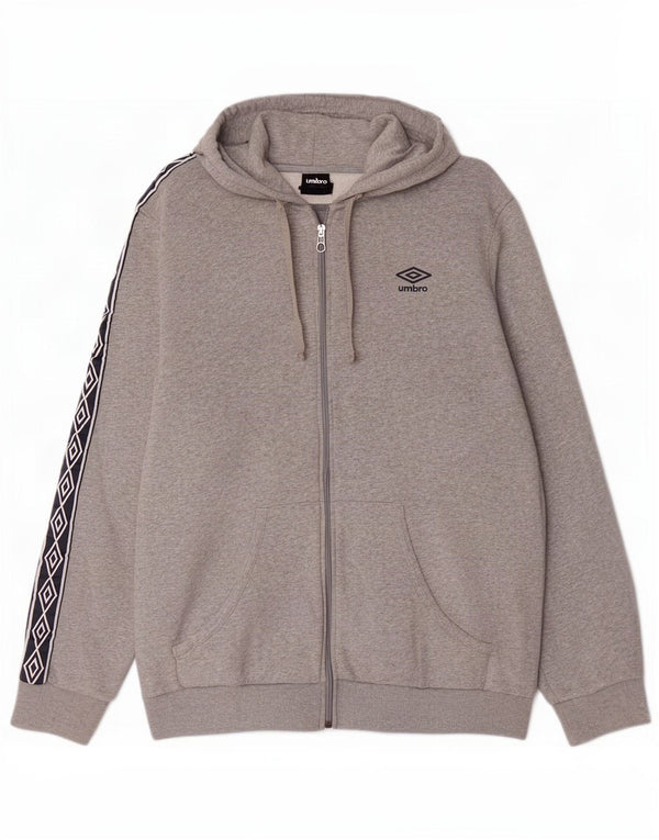 Umbro Mens Graphic Zip Hoodie Sweater 2XL Grey Colourblock Cotton