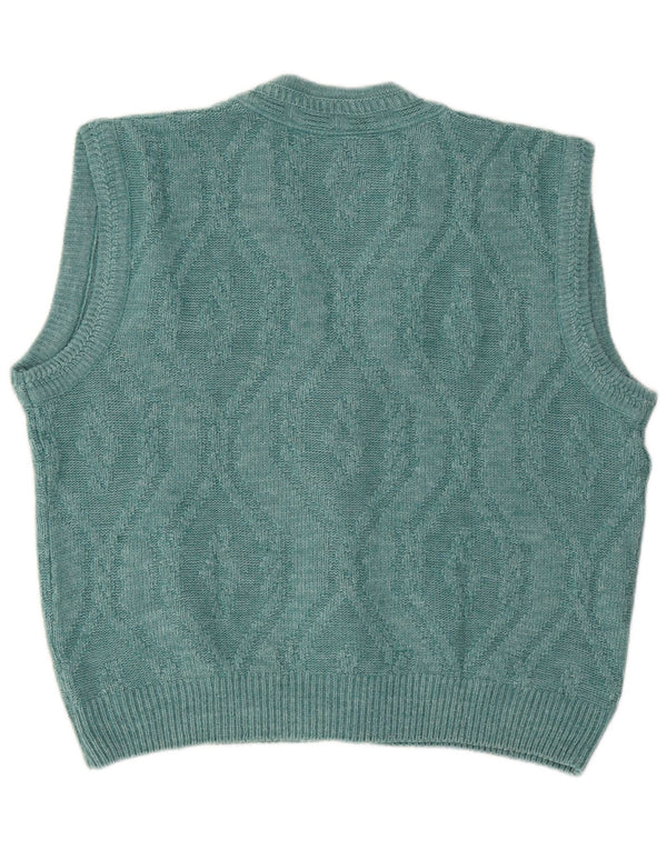 Claude De Pierre Mens Sleeveless Cardigan Sweater IT 48/50 Medium Blue