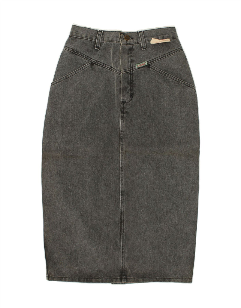 VINTAGE Womens Denim Skirt W26 Small Grey Cotton Vintage Vintage and Second-Hand Vintage from Messina Hembry 