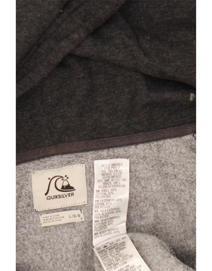 Quiksilver Mens Zip Hoodie Sweater Large Grey Cotton