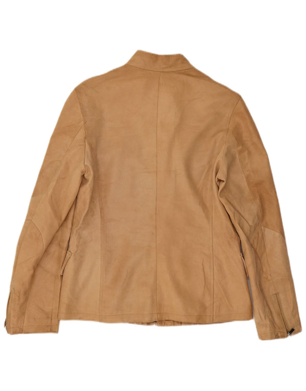 Conbipel Womens Leather Jacket IT 44 Medium Beige Leather