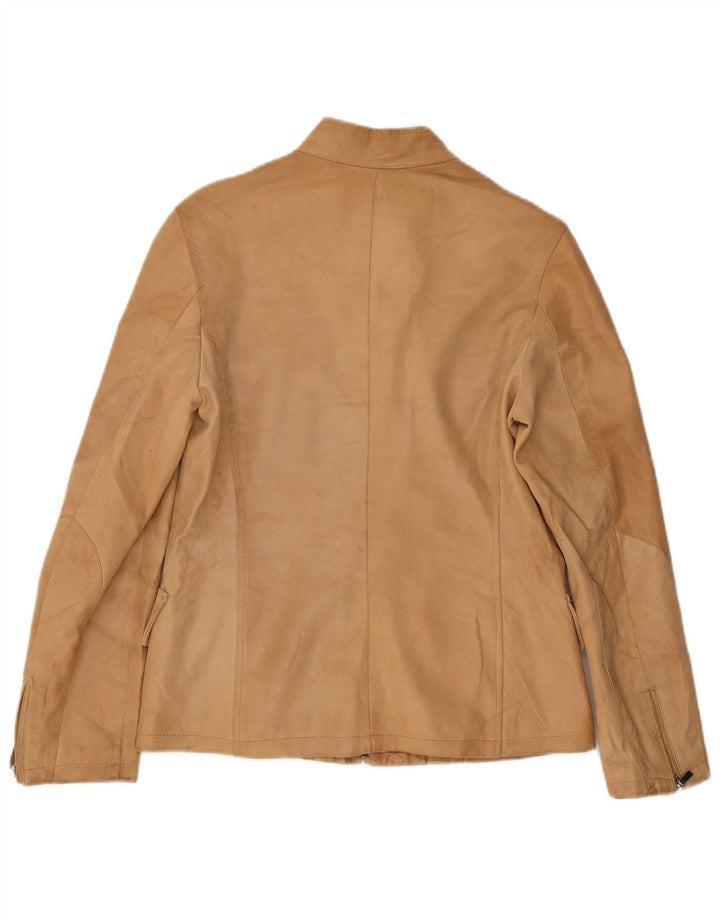 Conbipel Womens Leather Jacket IT 44 Medium Beige Leather