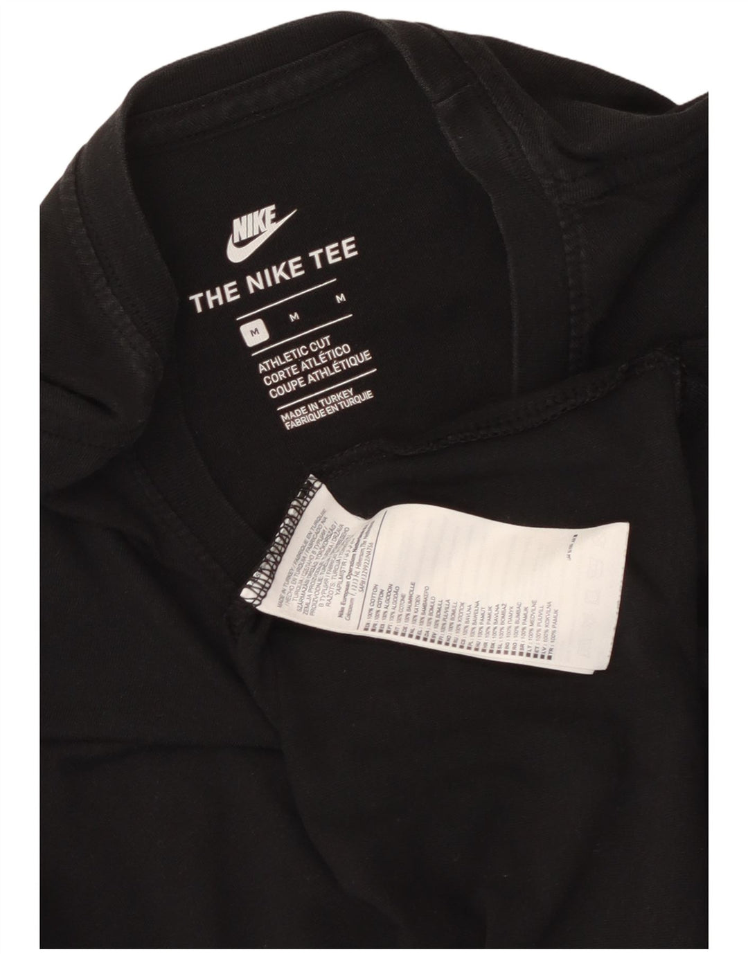 Nike Mens Athletic Cut T-Shirt Top Medium Black Cotton