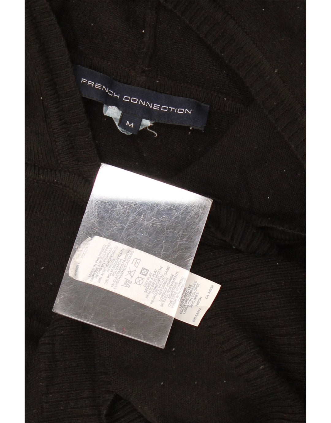 FRENCH CONNECTION Womens Hooded Jumper Sweater UK 12 Medium Black Acrylic