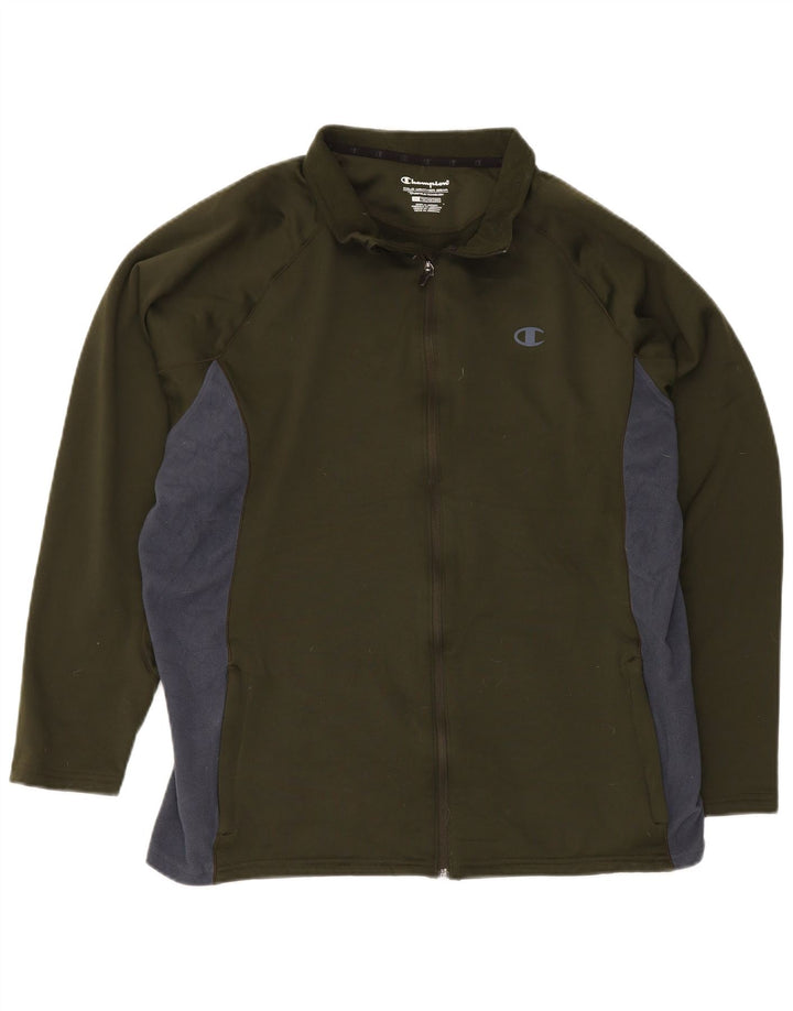 CHAMPION Mens Tracksuit Top Jacket XL Khaki Colourblock