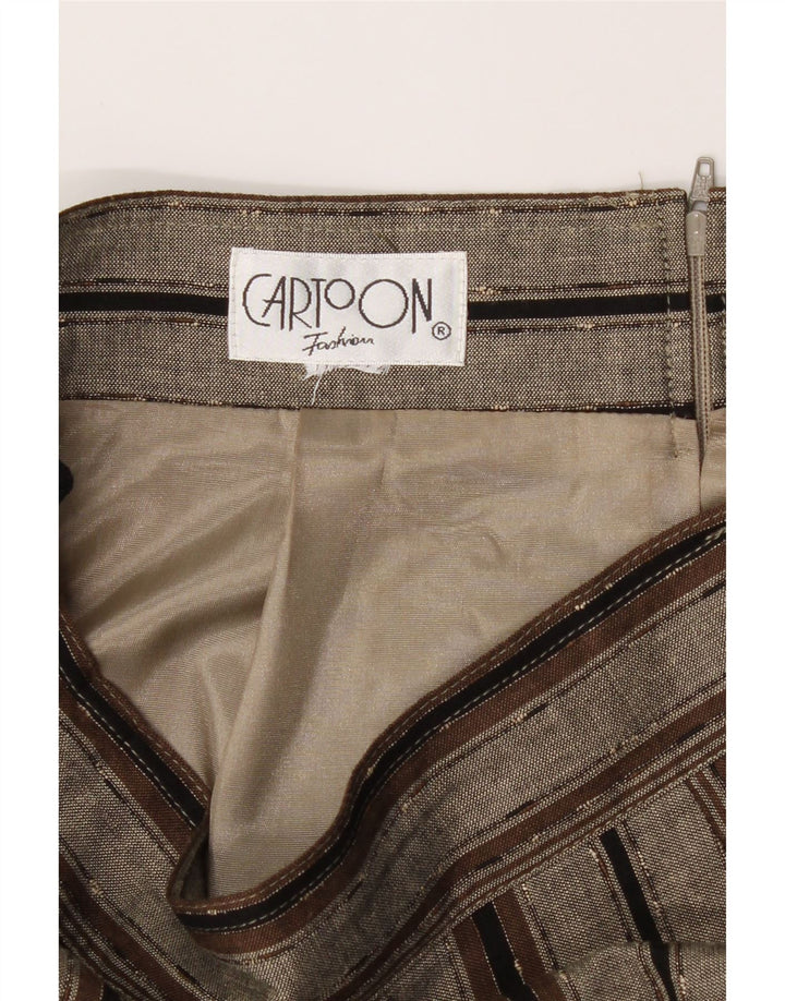 CARTOON Womens Pencil Skirt W30 Medium  Brown Striped Acetate Vintage Cartoon and Second-Hand Cartoon from Messina Hembry 