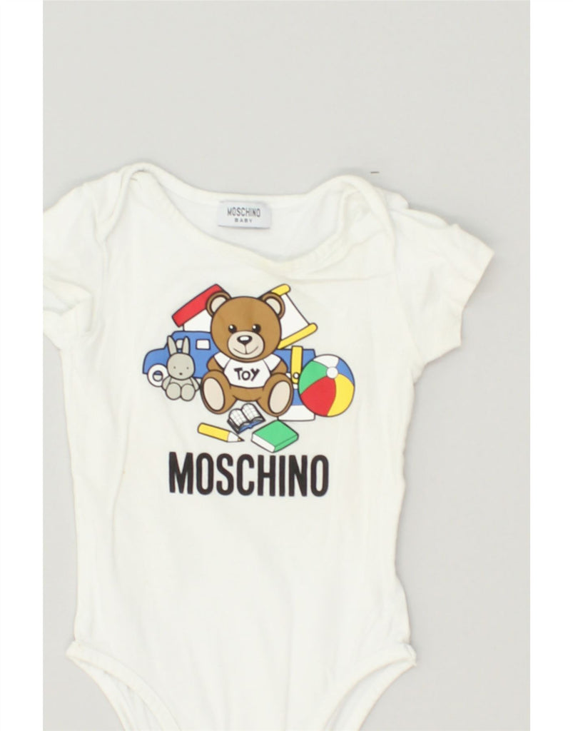 MOSCHINO Baby Boys Graphic Bodysuit 0-3 Months White | Vintage Moschino | Thrift | Second-Hand Moschino | Used Clothing | Messina Hembry 