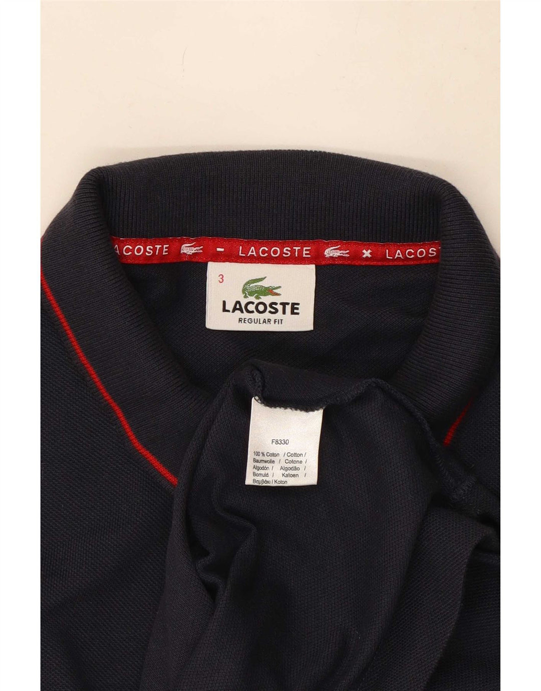 Lacoste Mens Regular Fit Polo Shirt Size 3 Small Navy Blue Cotton