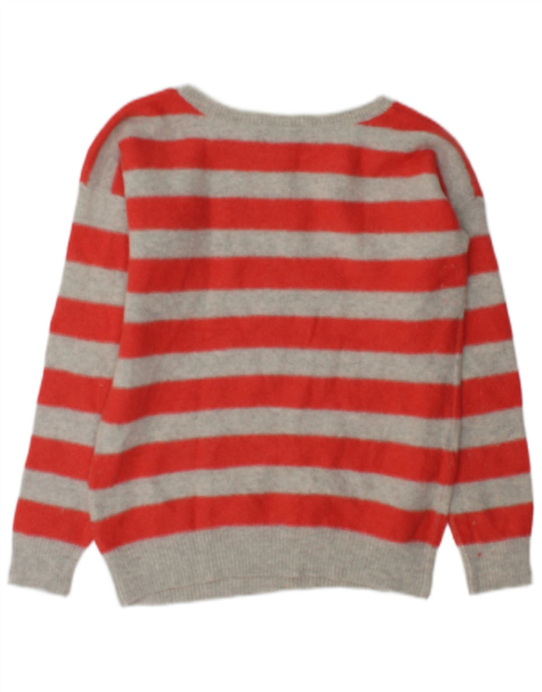 Oasis Womens Crop Boat Neck Jumper Sweater UK 14 Medium Red Striped Wool