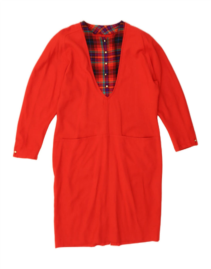 VINTAGE Womens Long Sleeve Shift Dress UK 18 XL Red Vintage Vintage and Second-Hand Vintage from Messina Hembry 