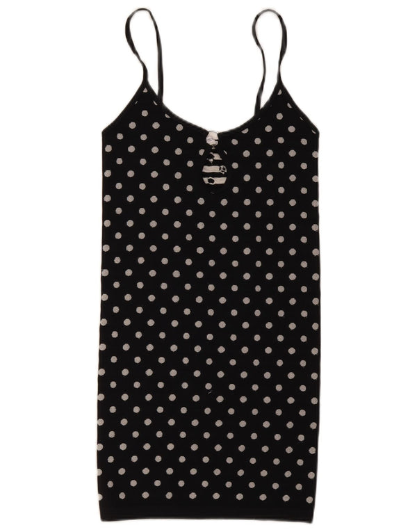 Zara Womens Cami Top UK 12 Medium Black Polka Dot