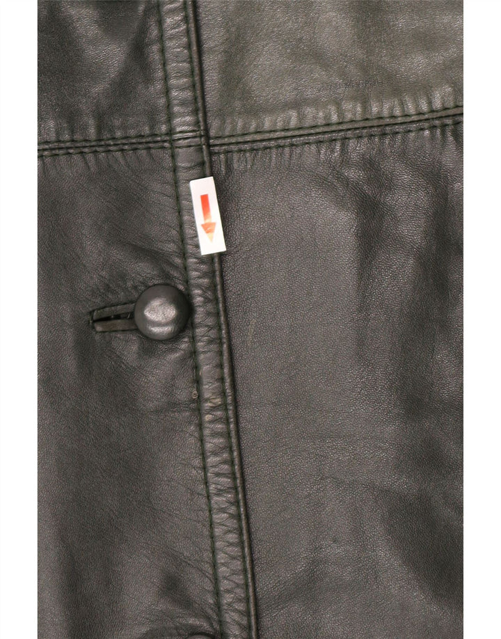 Vintage Womens Leather Coat UK 14 Medium Green