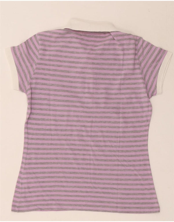 Converse Womens Polo Shirt UK 12 Medium Purple Striped Cotton