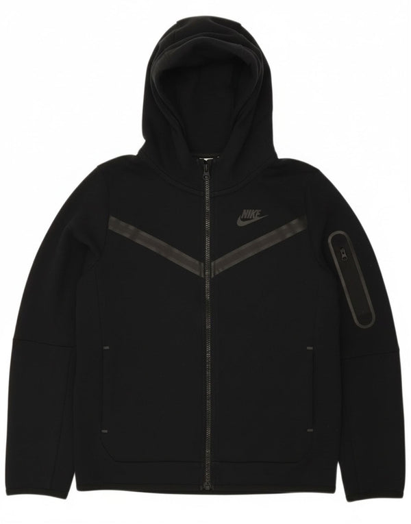 Nike Boys Zip Hoodie Sweater 10-11 Years Medium Black Cotton