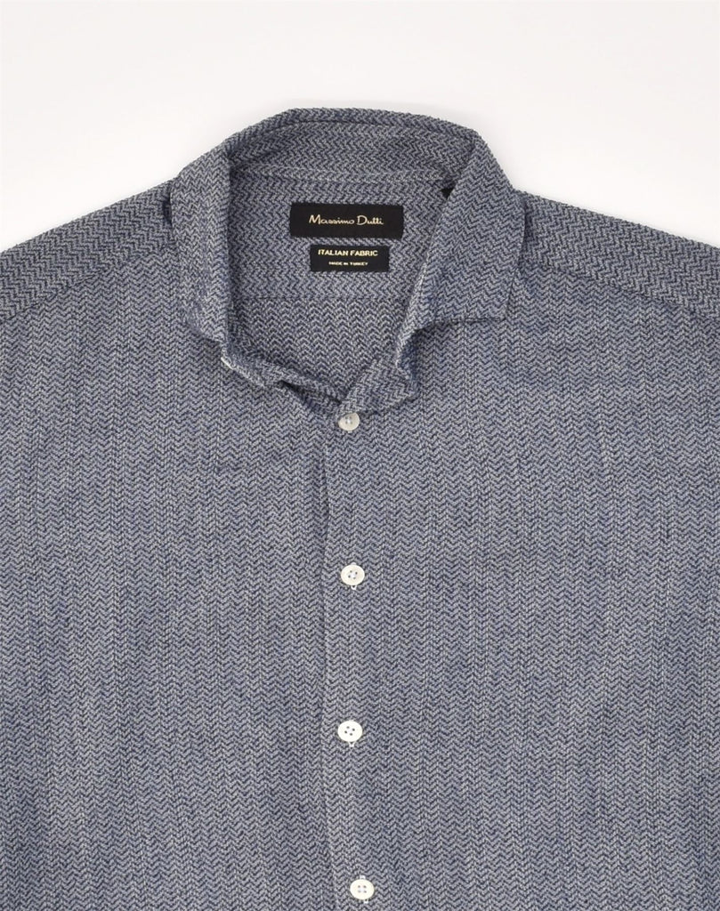 MASSIMO DUTTI Mens Shirt Small Blue Chevron Cotton | Vintage Massimo Dutti | Thrift | Second-Hand Massimo Dutti | Used Clothing | Messina Hembry 