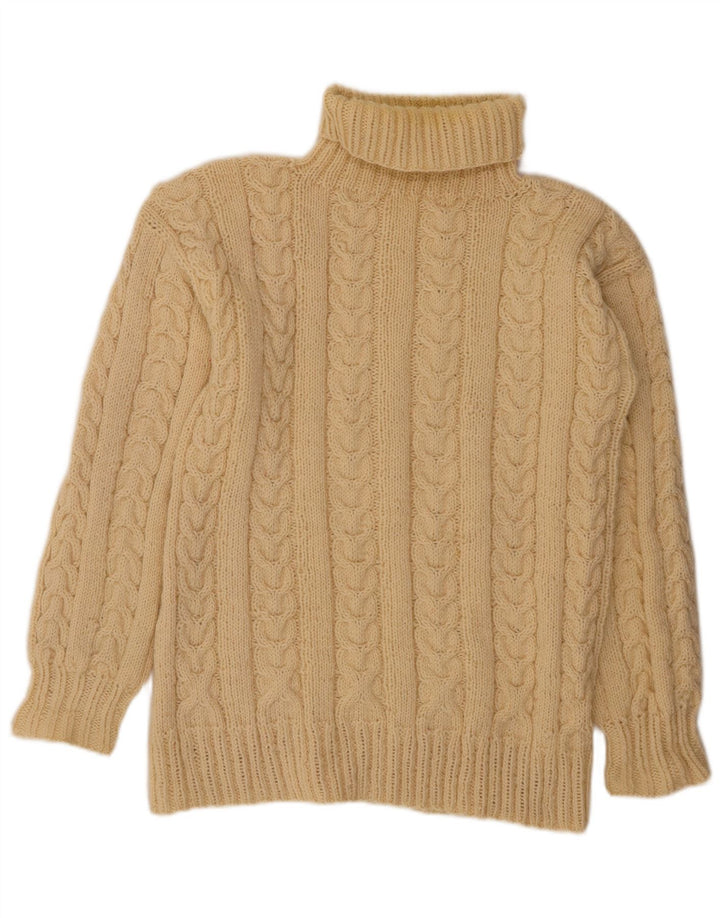 VINTAGE Womens Roll Neck Jumper Sweater UK 14 Large Off White