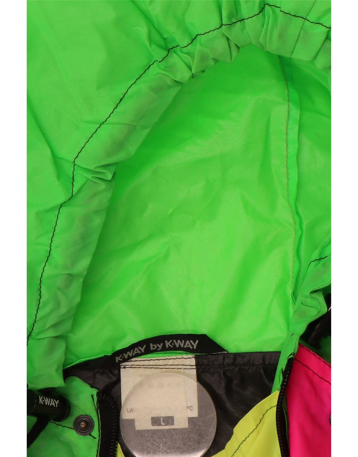 K-WAY Mens Hooded Anorak Jacket UK 40 Large Black Colourblock Polyamide