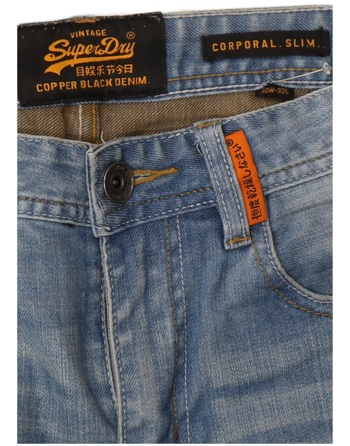 Superdry Mens Corporal Slim Jeans W30 L32 Blue Cotton