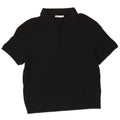 ZARA Mens Short Sleeve Polo Neck Jumper Sweater Medium Black Cotton
