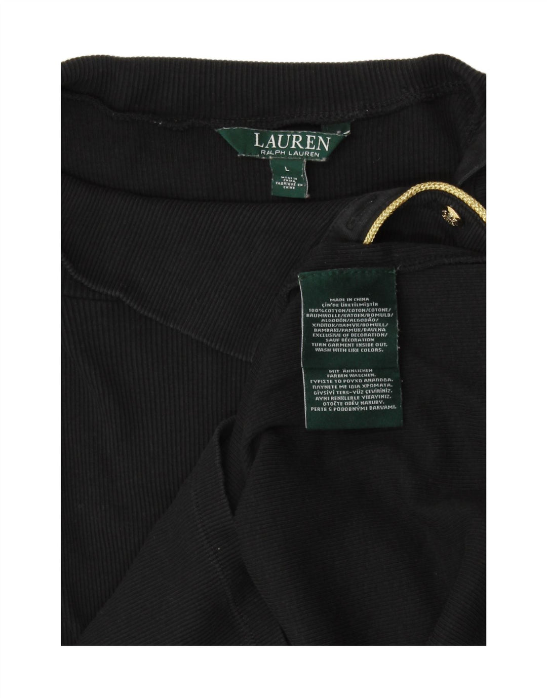 RALPH LAUREN Womens Blouse Top UK 14 Large Black