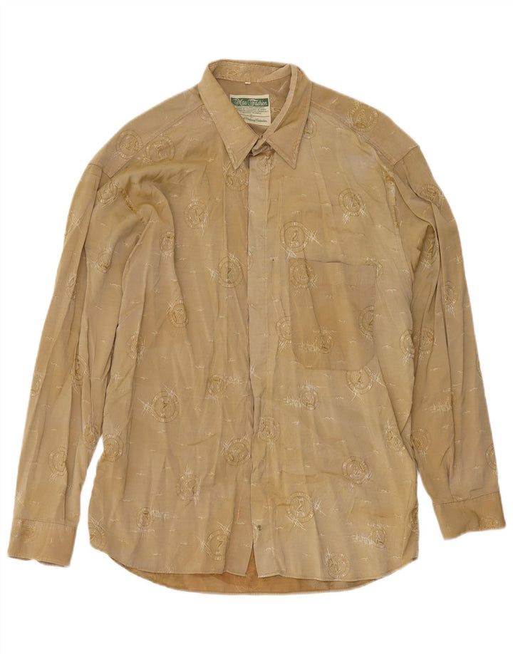 Mac Fashion Mens Abstract Pattern Shirt Large Beige